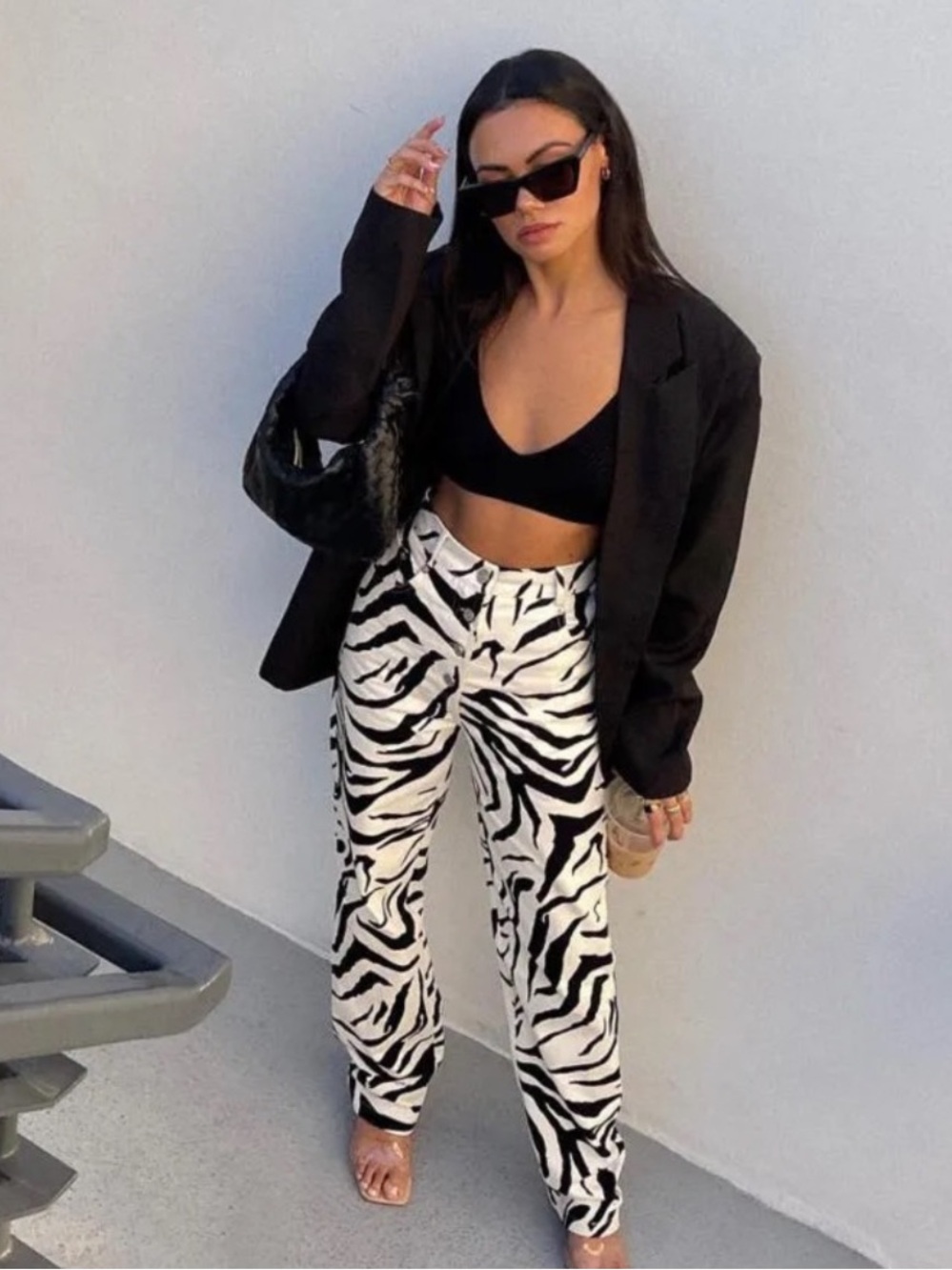 4th & Reckless Romee Trouser Zebra Print Wide Leg Jean Pants